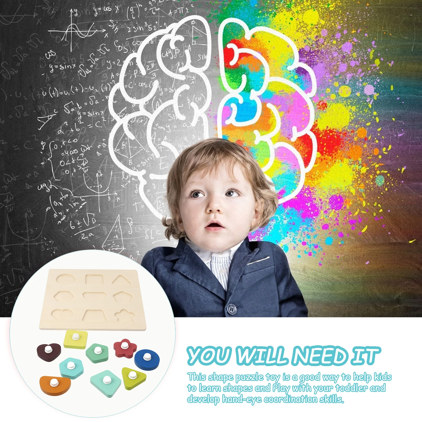 

Wooden Puzzle Hand Grab Board Educational Toy for Children Jigsaw Cartoon Children's