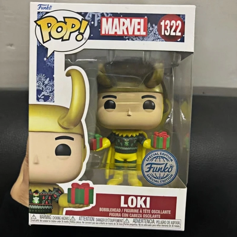 Funko Pop! Edición especial navideña de Marvel Loki # Figura Coleccionable de Vinilo Original 1322, Modelo Decorativo de Escritorio, Juguete de Regalo para Fans