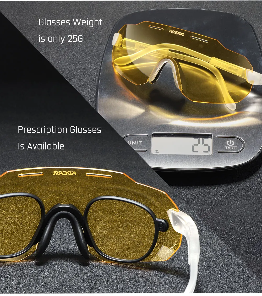 KDEAM Hohe-Ende Radfahren Gläser Ultra Licht TR90 Material Photochrome/Polarisierte Sonnenbrille Männer Einstellbare Tempel Länge – Detail 11