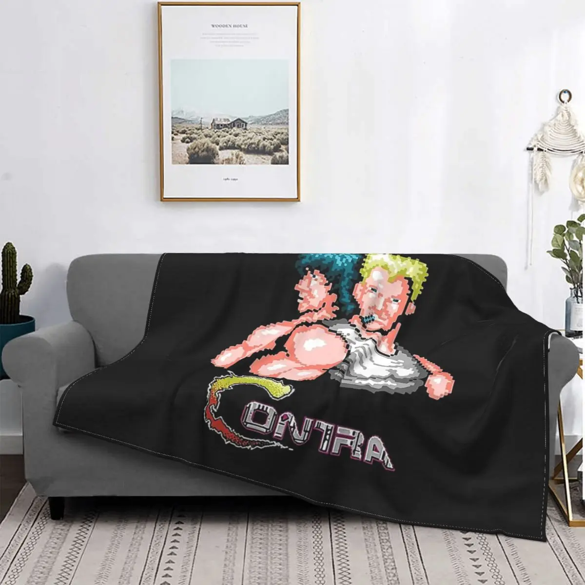 Bill Razer And Lance Bean Game Contra Blanket Plush Autumn/Winter Cute Thin Throw Blankets For Sofa Plush Thin Quilt