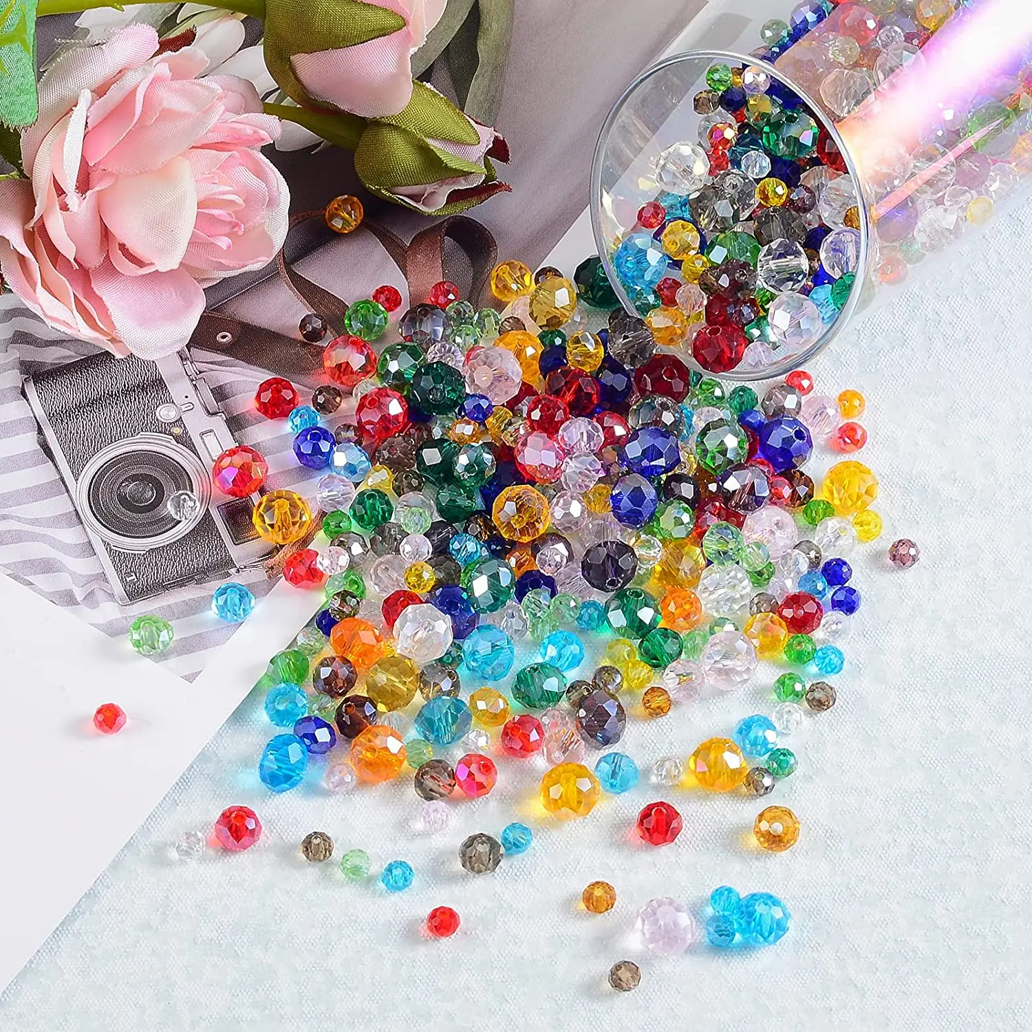 4 6 8mm Czech Glass Rondelle Loose Bead Crystal Faceted Round Spacer Beaded AB Color For Jewelry Making Diy Needlework Accessory