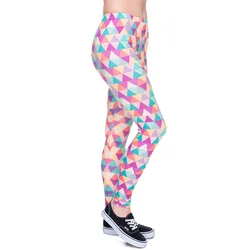 DeanFire Super Soft Stretchy Color Triangles Print Fitness Leggings Sexy Silm Legins Ankle Length Trouser Women Pants