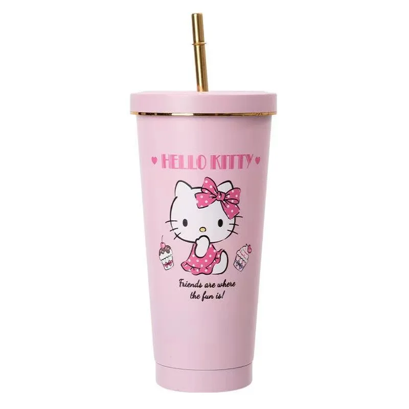 

Hello Kitty Straw Cup Sequin Glitter Cup Sanrio Anime 750Ml Colorful Coffee Juice Cup Simple Outdoor Portable Cute Gift