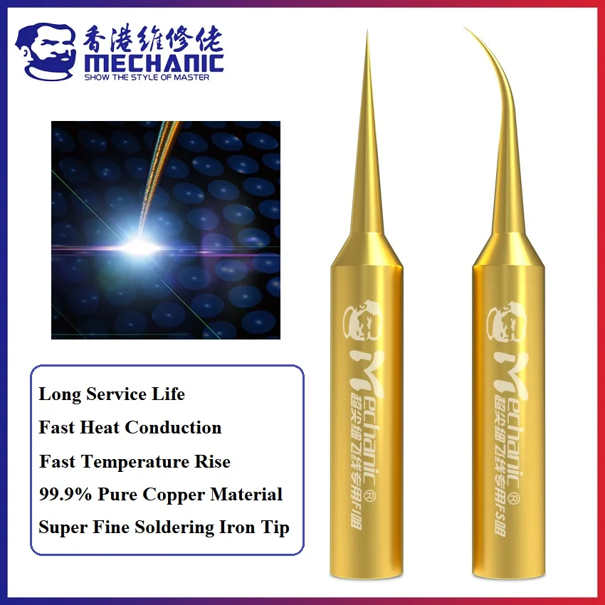 MECHANIC 900M-T Series Pure Copper Fast Heat Conduction Flying Wire Solder Iron Tip Multi-Layer Plating Antioxidant Welding Tip
