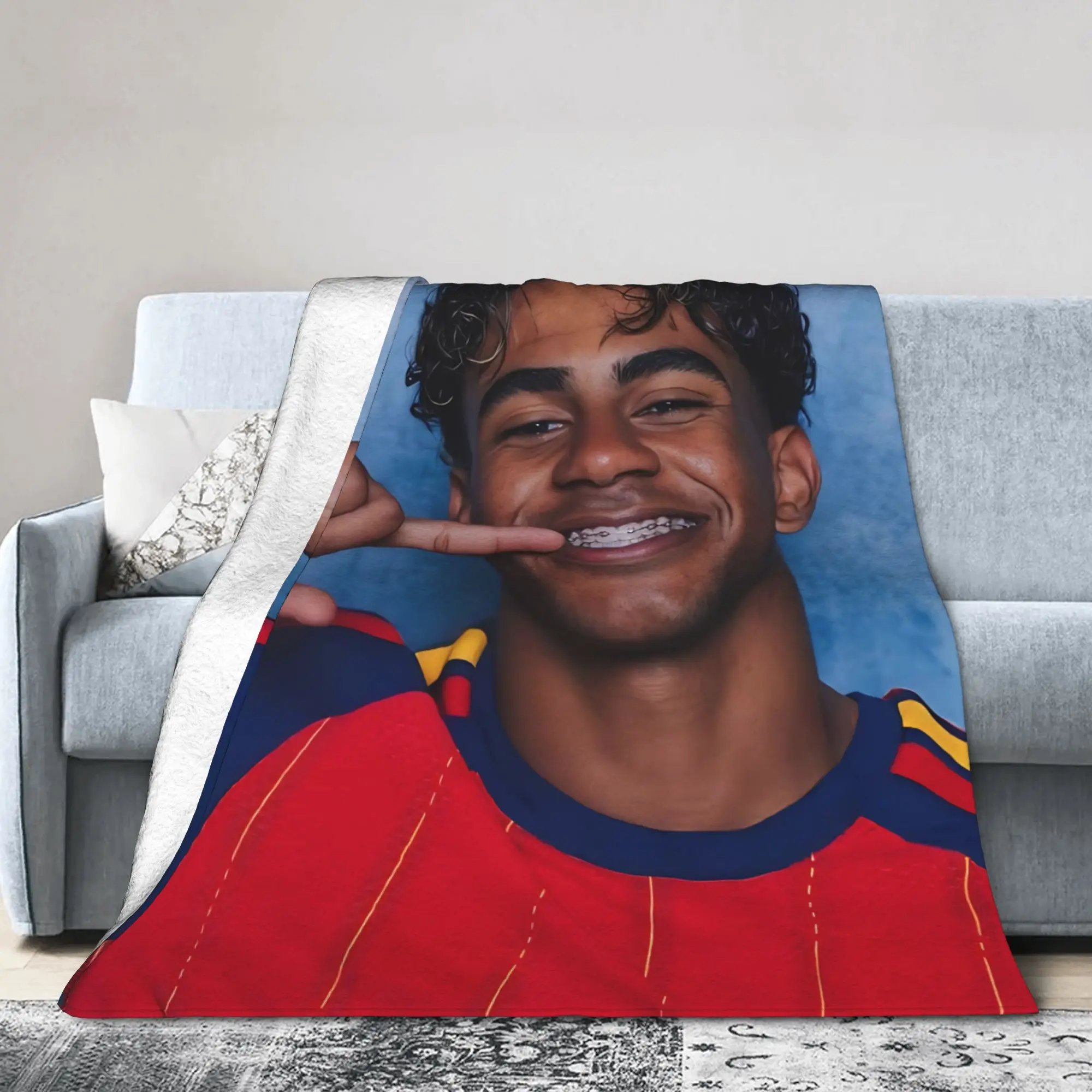 Football L-Lamine Yamal Spain Blanket Flannel Summer  Multi-function Super Warm Throw Blankets for Bed Office Quilt