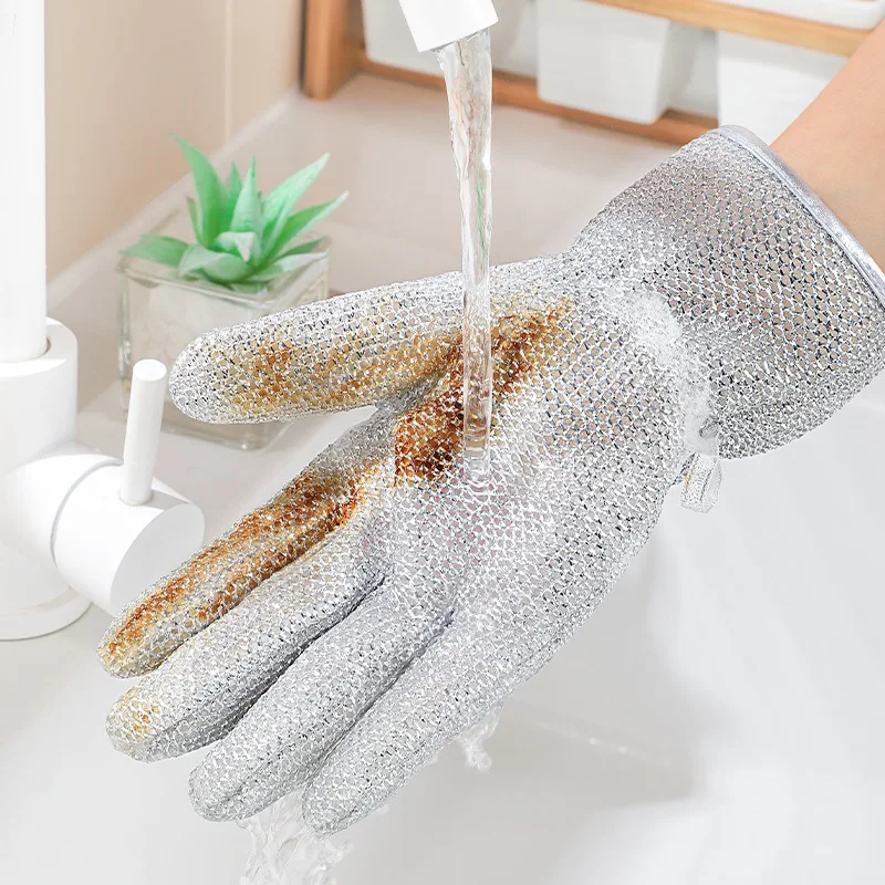 Winter Waterproof Steel Wire Scrubbing Gloves Thermal Insulated Fleece Lined Cold Weather Work Gloves for Cleaning Car Washing