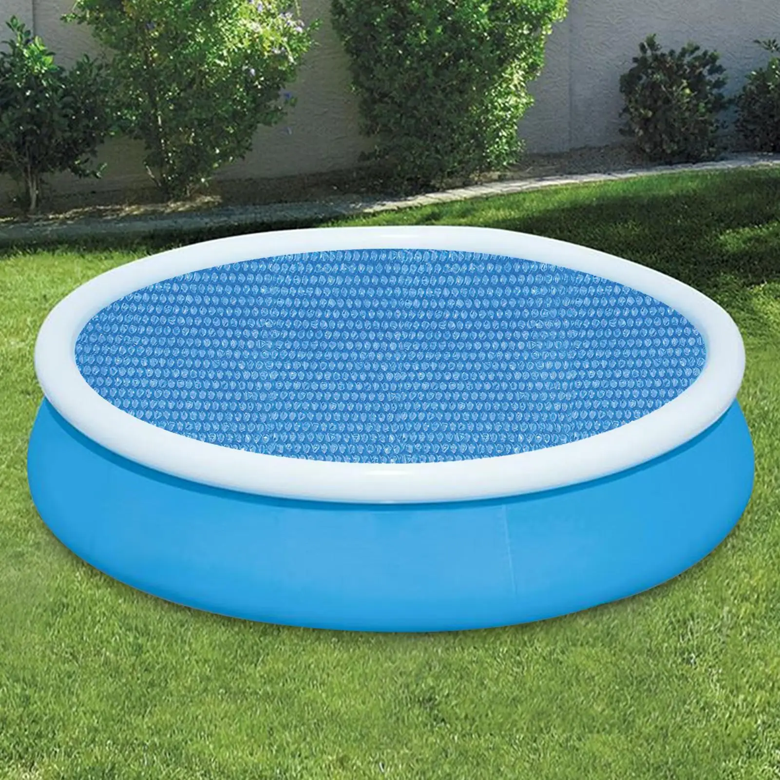 غطاء حمام سباحة شمسي مستدير من فيلم البولي ايثيلين لحمامات السباحة صيفي مقاوم للماء لحوض السباحة وأغطية مقاومة للغبار ملحقات بطانية الحديقة الخارجية #3