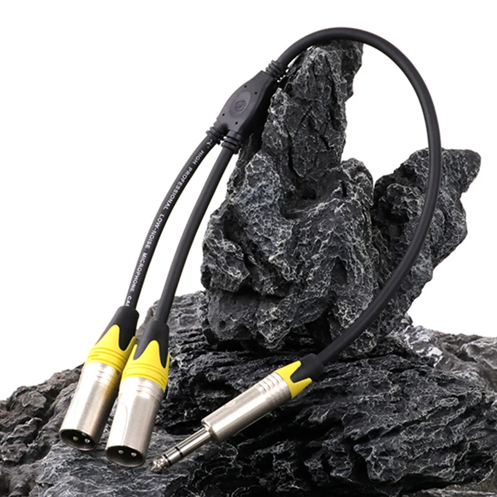 6.35mm 1/4 inch TRS Male Jack to 2 Dual 3Pin XLR Male Microphone Stereo Unbalanced Audio Converter Adapter Cord Y Splitter Cabl
