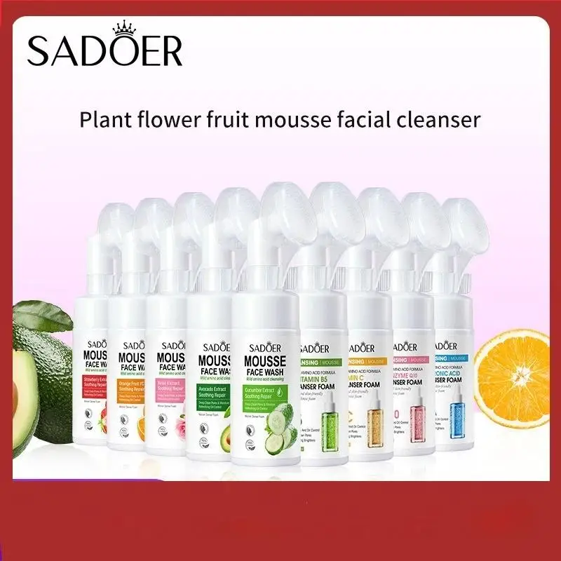 SADOER Amino Acid Facial Cleanser Mousse 120ml - PH Balanced Gentle Foam Wash For Sensitive Skin Hydrating & Soothing