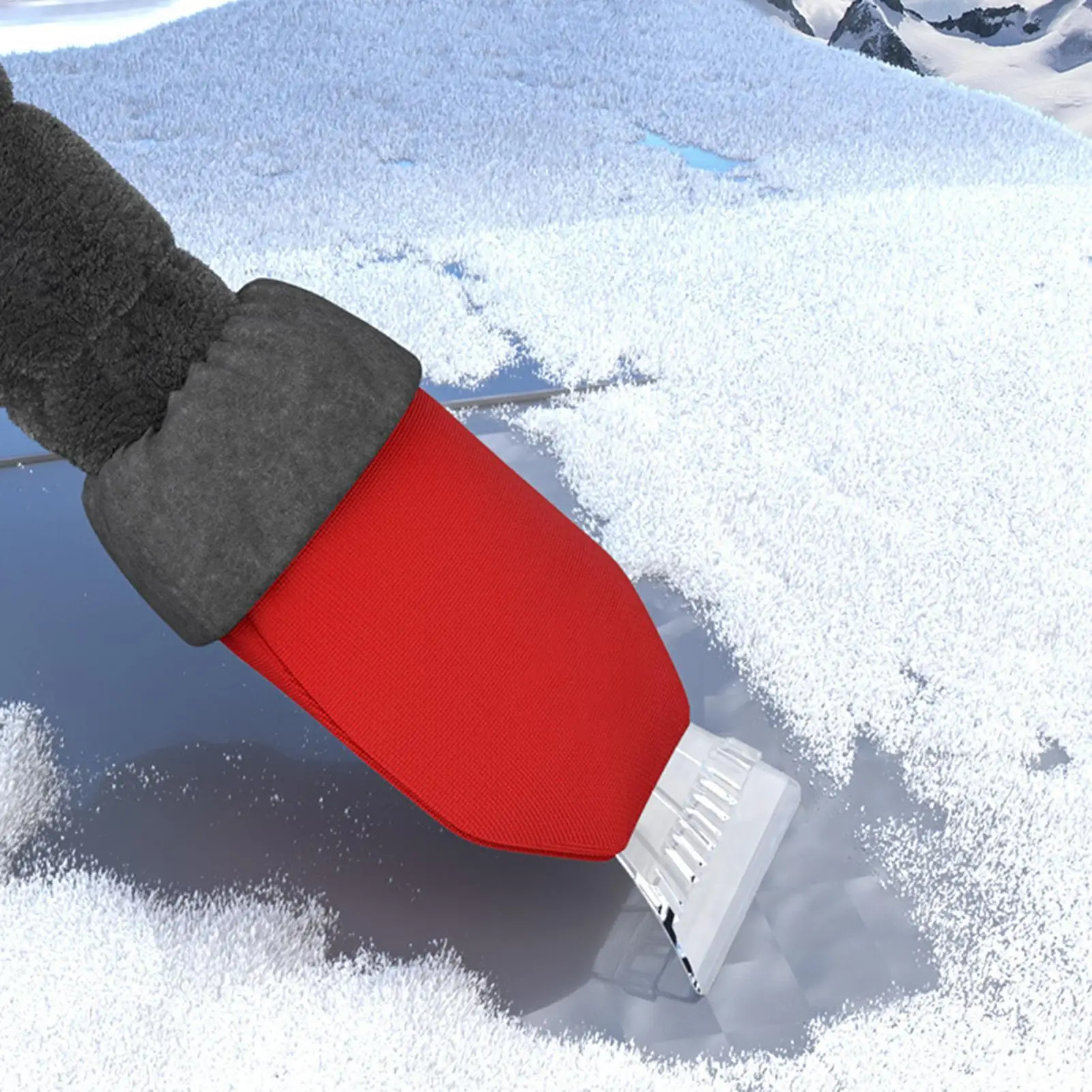 2-in-1 Ice Scraper Mitt with Snow Shovel Windproof Winter Tool for Car Windshield, SUV, Truck & Home Use