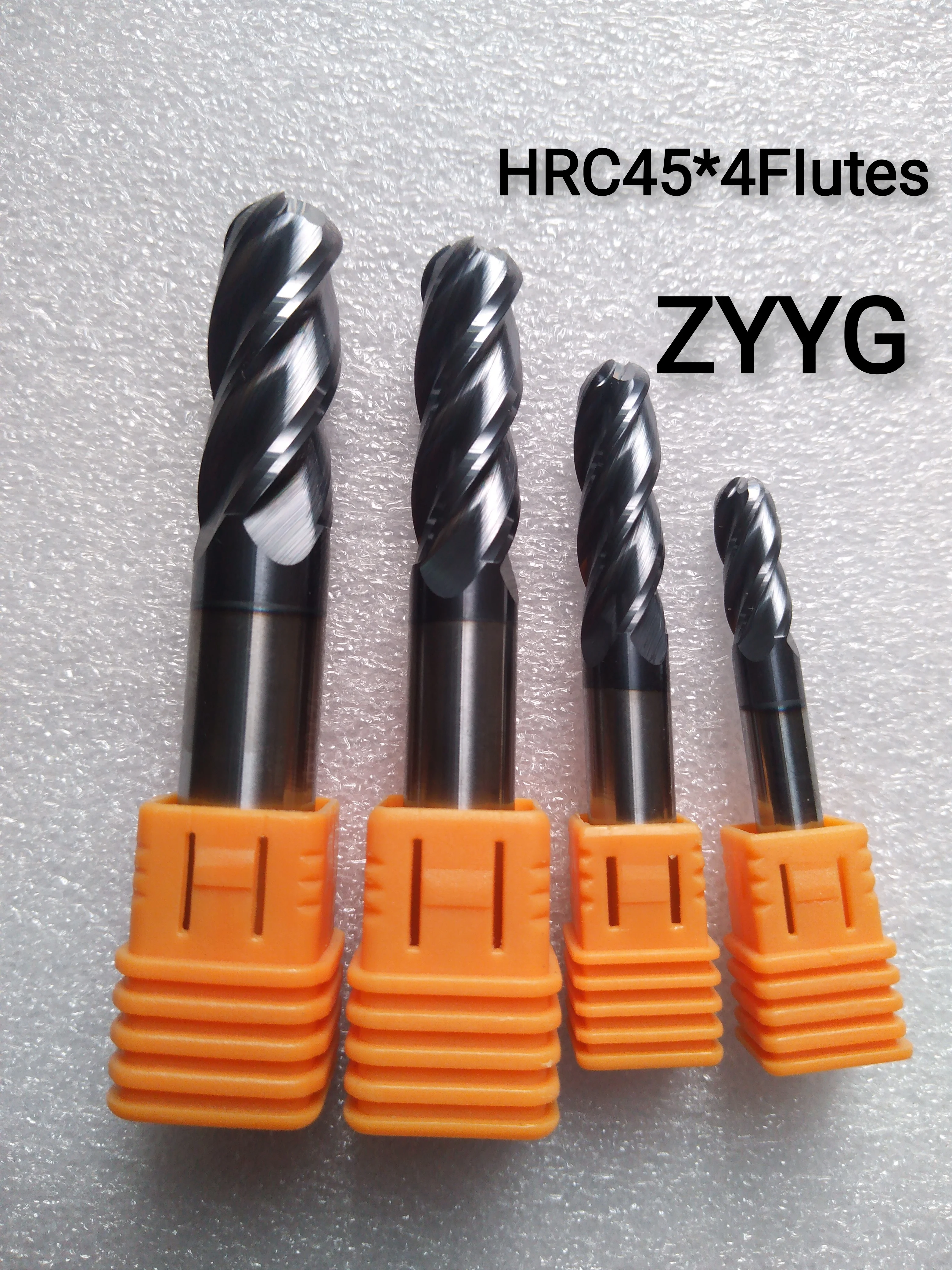 R3mm,R4mm,R5mm, R6mm HRC45 solid Carbide 4 Flutes Ball nose end mills Spiral Bit Milling Tools CNC Router bits