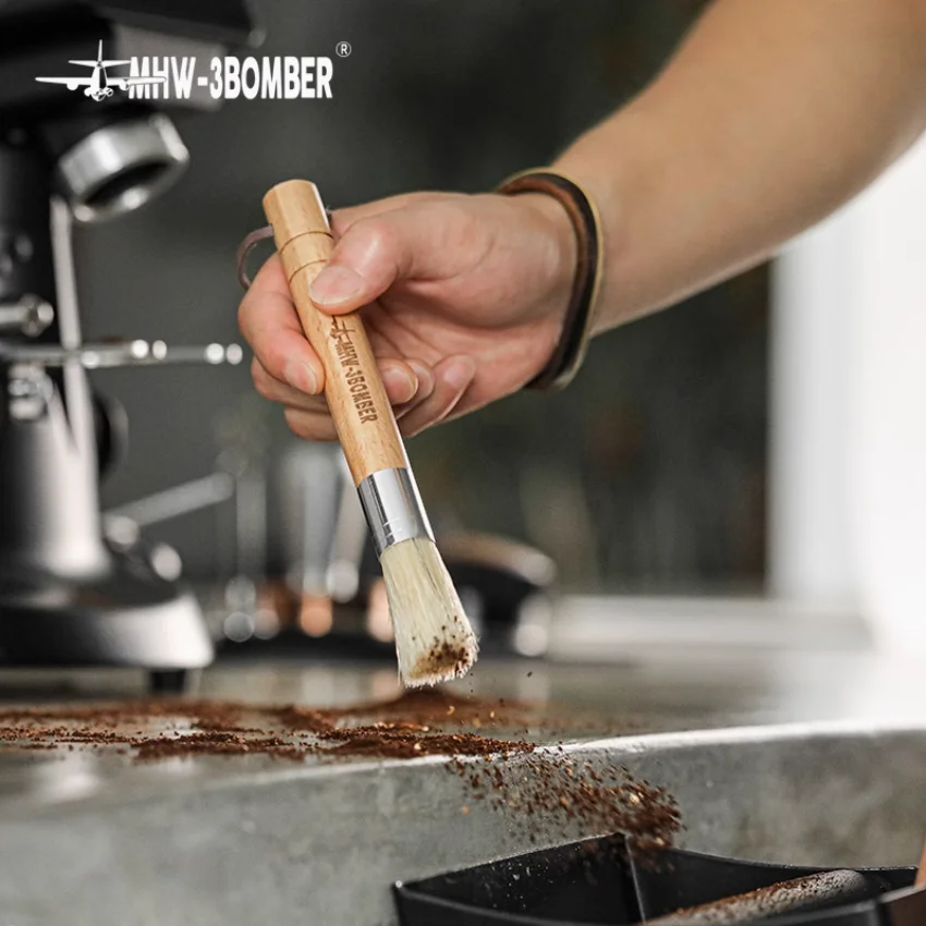 

MHW-3BOMBER Solid wood brush for coffee bar, bristle brush, grinder residue cleaning brush