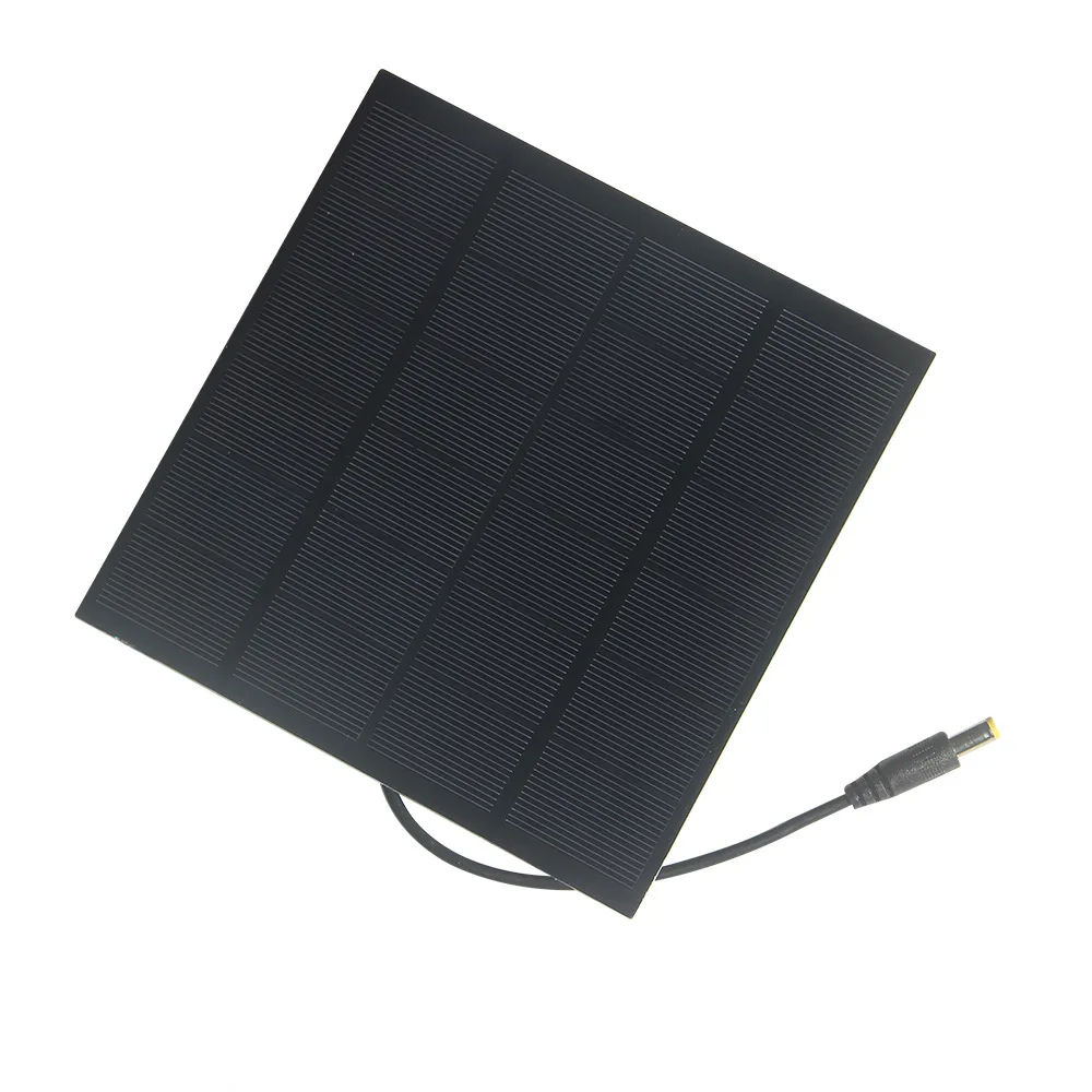 5W 6V Solar Panel for Garden Lights Waterproof Mono Solar Charging Plate with DC Adapter Plug Outdoor Security Camera 145*145MM