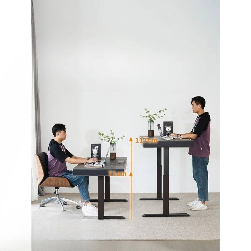 Electric lifting desk Dual motor lifting table legs Simple home saddle leather Office computer desk
