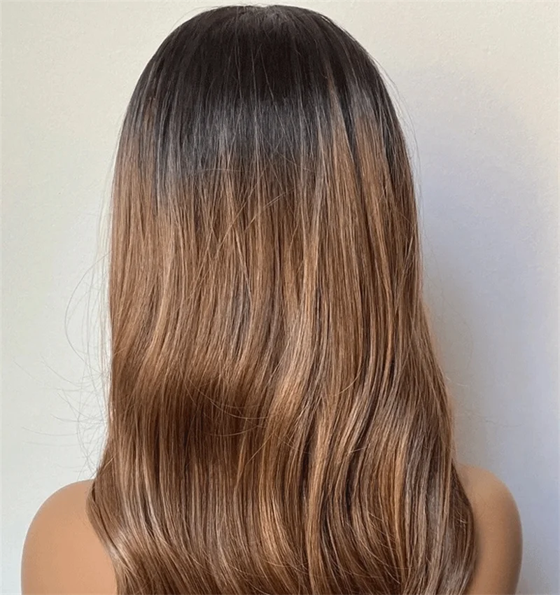 Darkest Brown Wig Dark Root Lace Front Wig Synthetic Lace Front Wig Bohemian Natural 13×4Inch Synthetic Lace Front Wig Daily Use