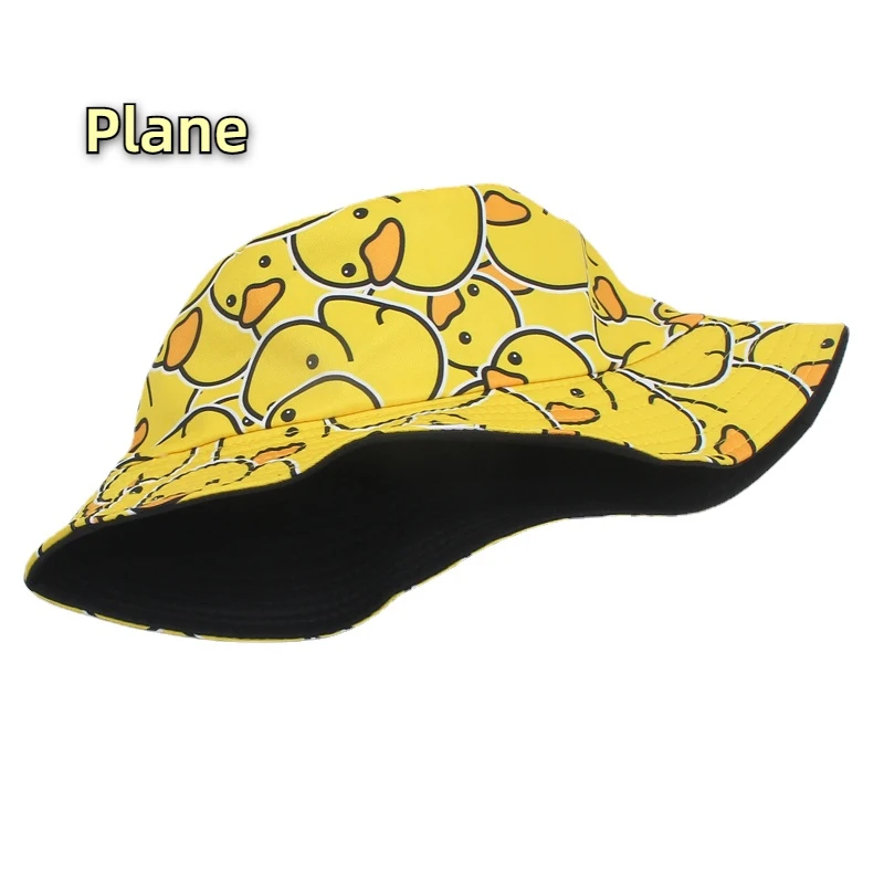Y2K Reversible Yellow Duck Bucket Hat for Men Women Summer Beach Sun Hat Bob Panama Girls Foldable Travel Outdoor Fisherman Hat