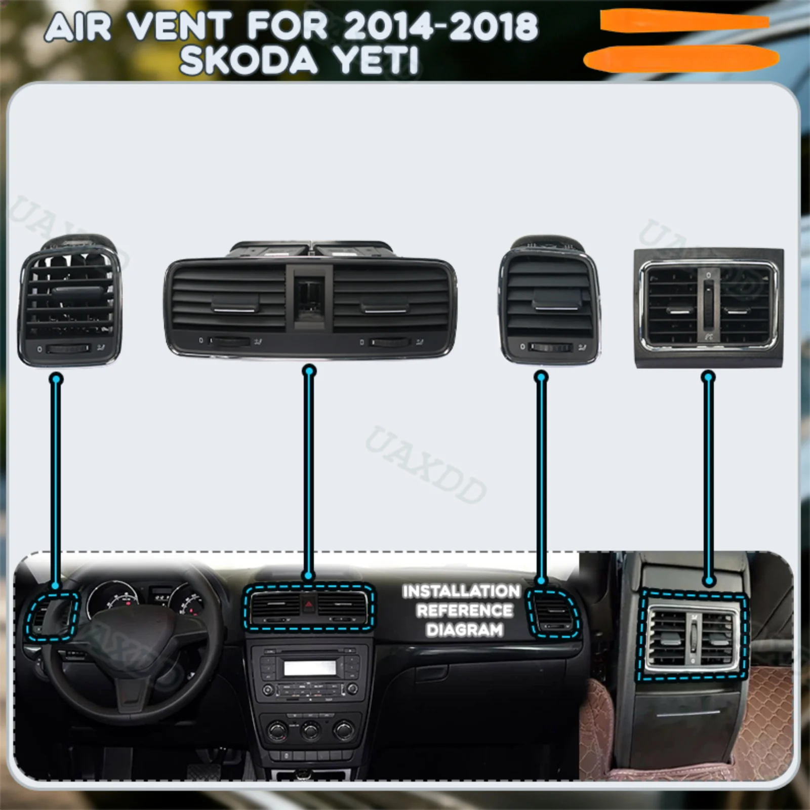 Air Conditioning Assembly Parts For 2014-2018 Skoda Yeti Ventilation HVAC Nozzle Vent Car Kit Automotive Grille Outlet Equipment