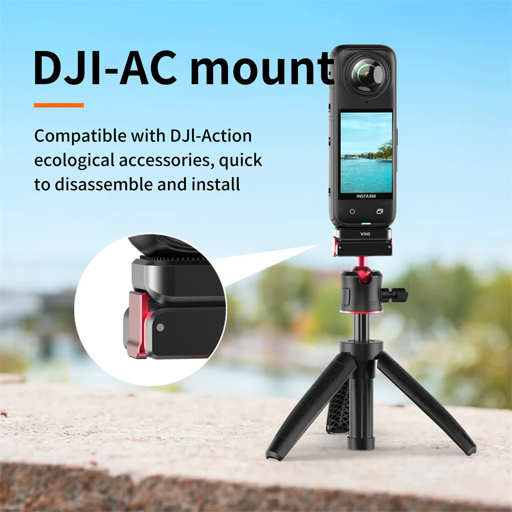 VRIG Magnetic Quick Release Adapter Base for Insta360 X4 Action Camera Tripod Adapter Plate w 1/4 Mount/ Magnet ACE Interface