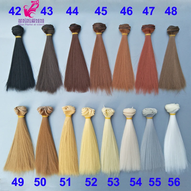 Mềm tóc giả búp bê nhiệt độ cao 15 cm 25 cm Đen nâu blonde Kaki color straight Nga vải búp bê nghệ thuật tóc