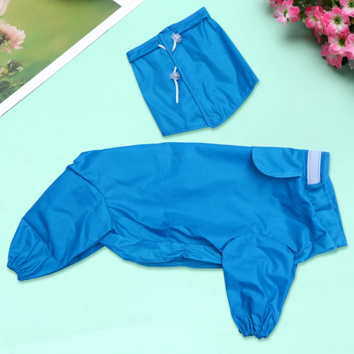 

Waterproof Puppy Raincoat Hooded Reflective Jumpsuit Medium Small Dogs Blue Size 12 Durable Dog Apparel Rainwear
