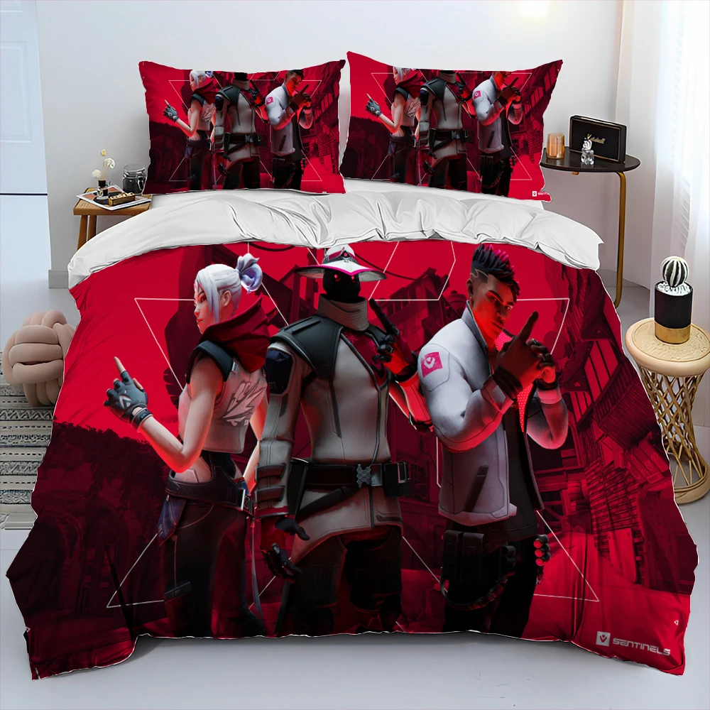 3D VALORANT Game Gamer Cartoon Comforter Bedding Set,Duvet Cover Bed Set Quilt Cover Pillowcase,king Queen Size Bedding Set Kids