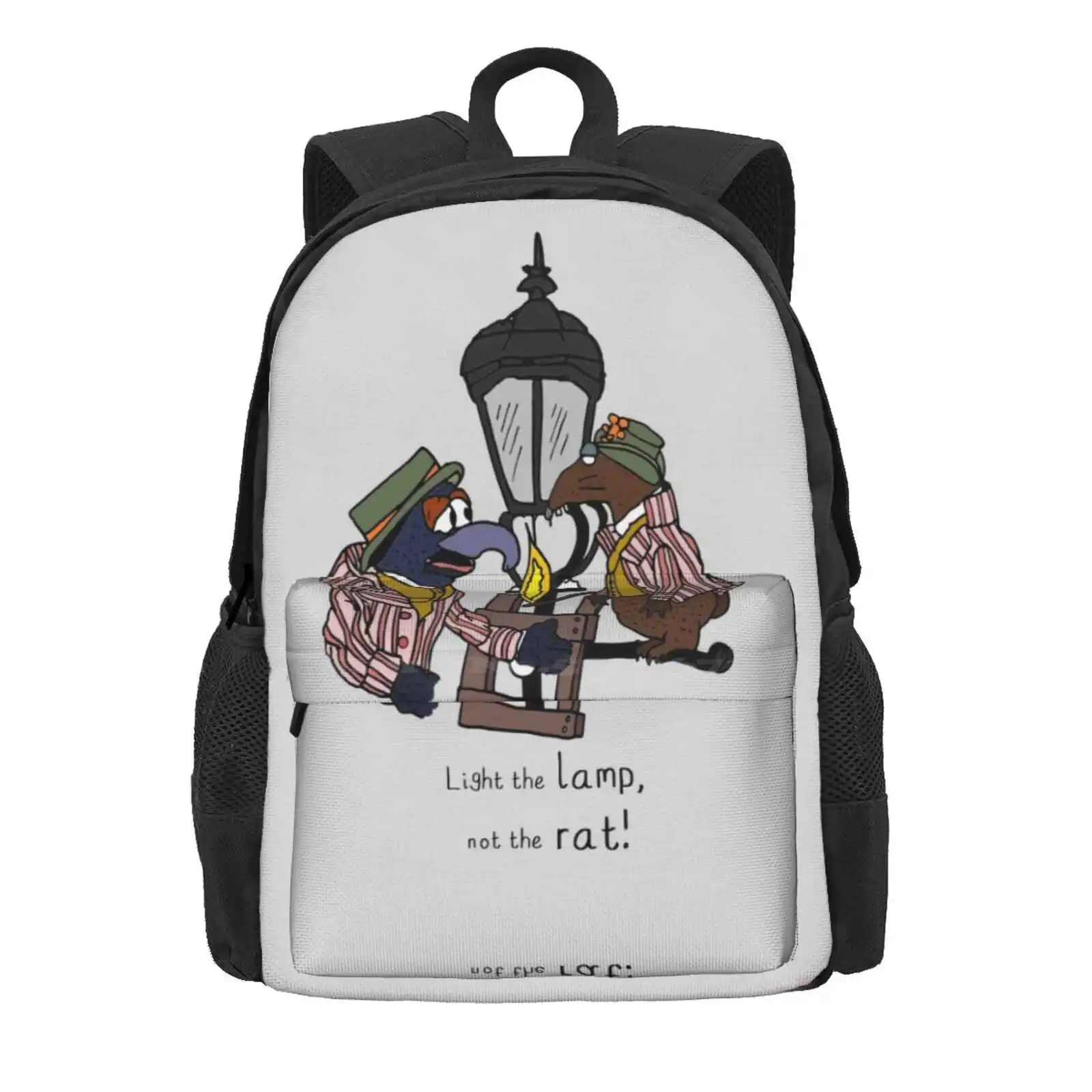 Light The Lamp, Not The Rat! (With Full Lamp Post) Hot Sale Schoolbag Backpack Fashion Bags Christmas Carol Rizzo Light The