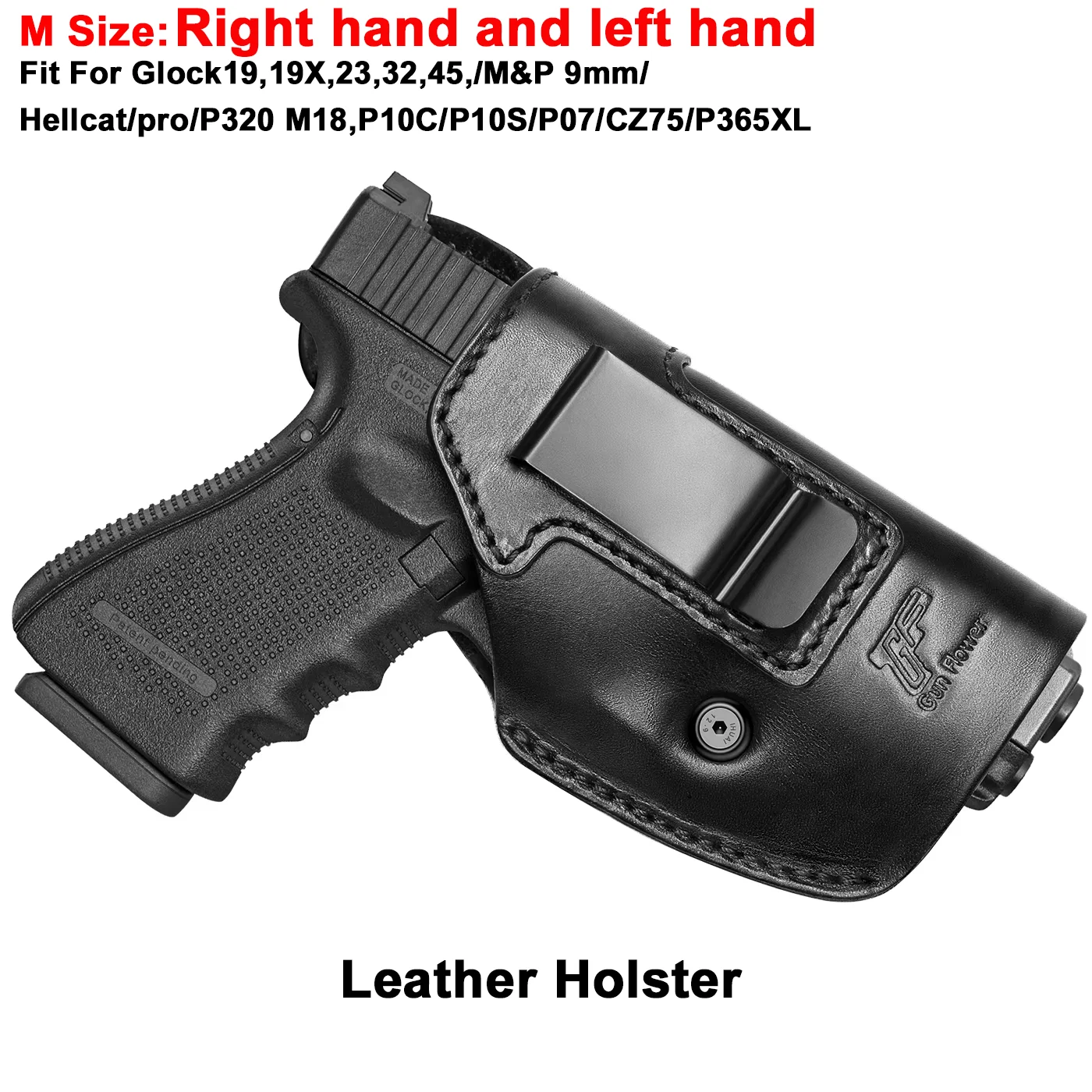 Leather Holster Fit For Glock19,19X,23,32,45,/M&P 9mm/Hellcat/pro/P320 M18,P10C/P10S/P07/CZ75/P365XL,IWB Right and Left hand