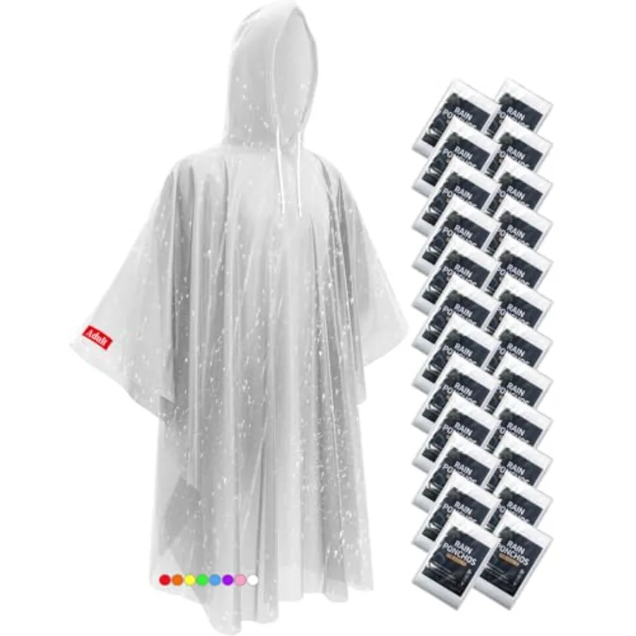 

Hitituto Rain Ponchos for Adults - Extra Long Emergency Poncho with Hood, 6/12/24 Family Pack Raincoat, Home Survival Kits