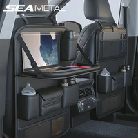 SEAMETAL-organizador de asiento trasero de coche, bolsa de almacenamiento para asiento trasero de coche con bandeja de mesa plegable, soporte para tableta, caja de pañuelos, accesorios para coche