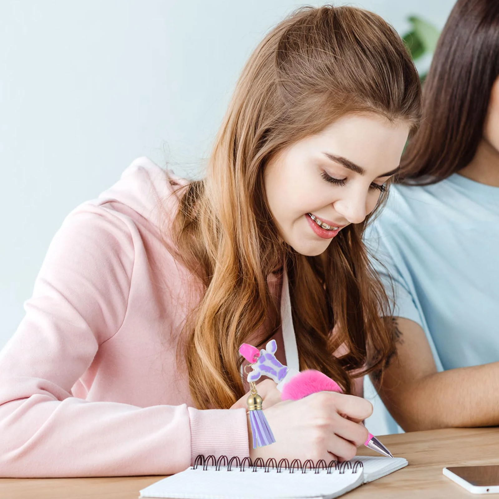 20Pcs penna a sfera in peluche penna a sfera per studenti ufficio scuola colori misti