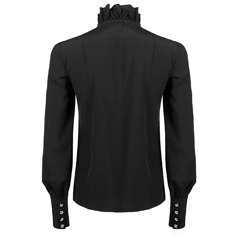 

Men MeHommedieval Halloween Costume Clothing Chemise Black Vampire Renaissance Victorian Steampunk Gothic Ruffled Pirate Shirt