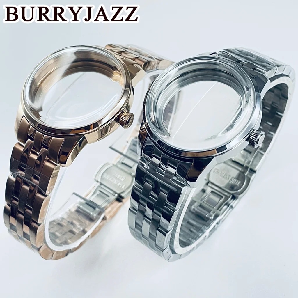 33mm Watch Case Arched Glass Silver Rose Fit NH35 NH36 NH34 NH38 NH70 NH72 Movement Cocktail Sterile Design Timepiece Accessory