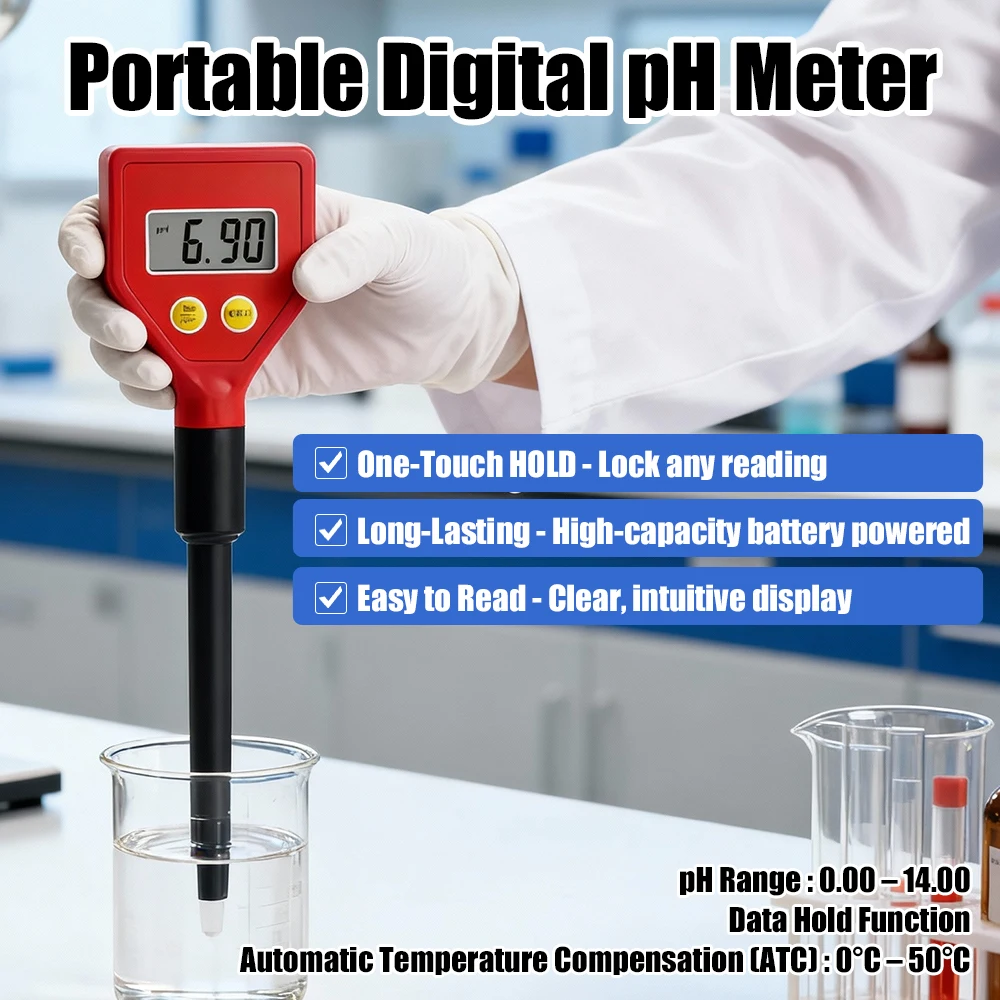 98103 Pen Type PH Meter Digital PH Tester 0.01 High Accuracy 0-14 PH Measurement Range for Drinking Water Swimming Pool Aquarium