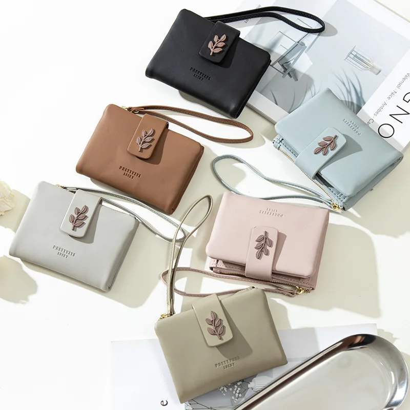 

Короткий женский кошелек из искусственной кожи, противоугонная щетка, пряжка, складной, портативный и многофункциональный студенческий ручной кошелек