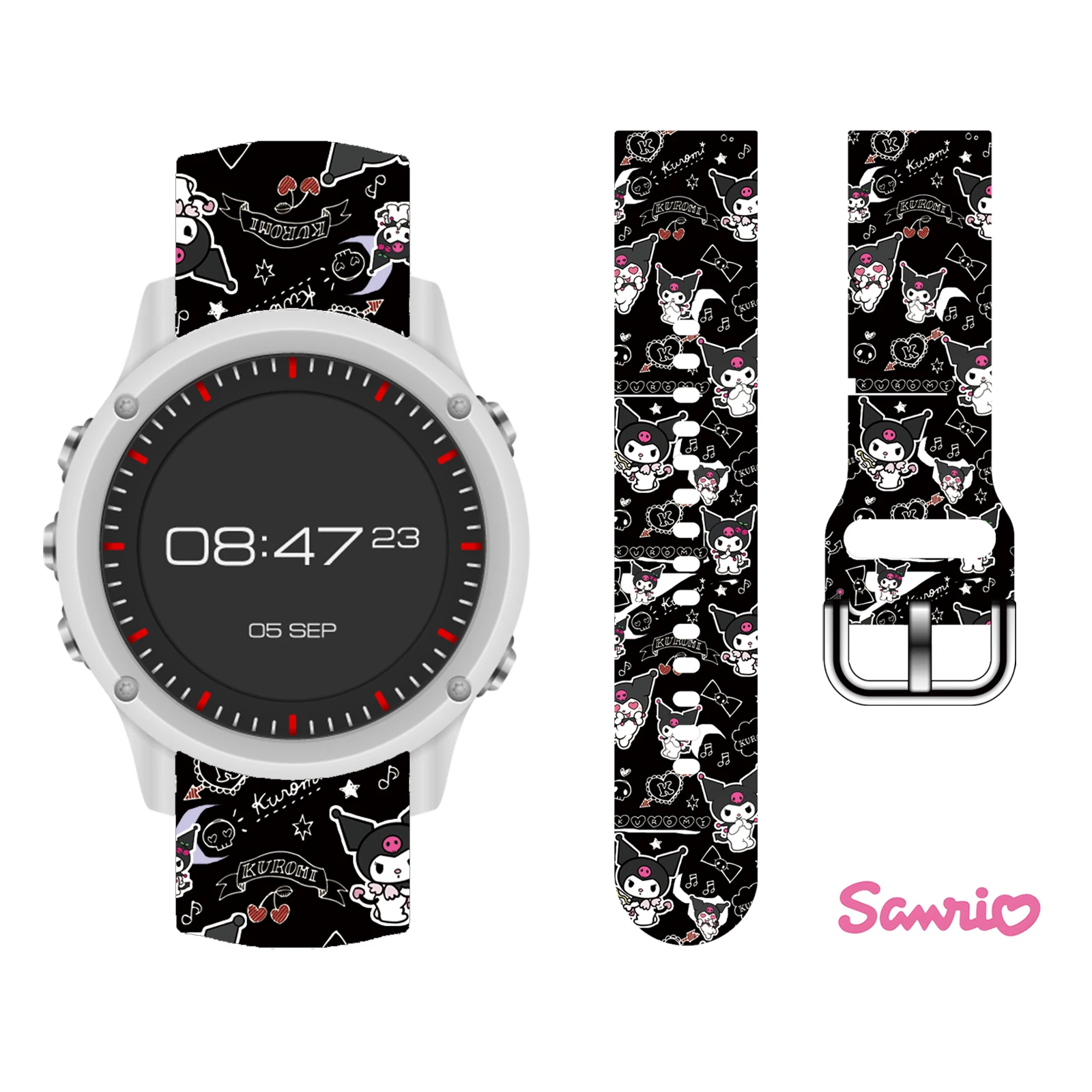 

Sanrio 20mm Kuromi Printed Strap for Samsung Galaxy Watch 7/6/5/4 40mm 44mm Band Replaceable Watchband for Xiaomi Huawei Amazfit