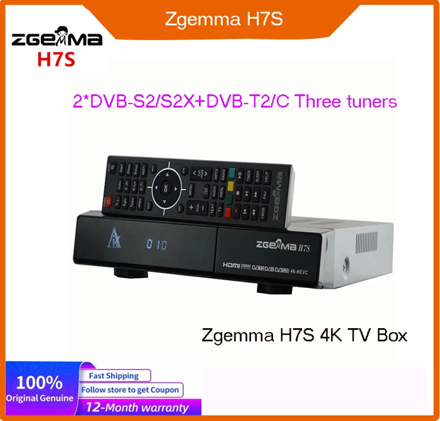 

Zgemma H7S E2 Linux Satellite Receiver 4K UHD 2*DVB-S2/S2X + DVB-T2/C Three tuners Digital Decoder Receptor Enigma Smart TV BOX