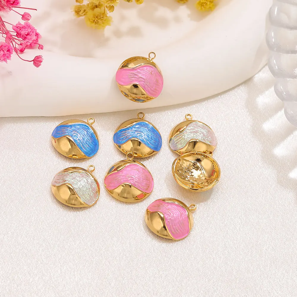 

3 шт. эмалированные круглые подвески-основы из нержавеющей стали для самостоятельного изготовления женских серег, ожерелий, украшений для отпуска, фурнитура, подарки