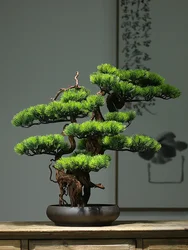 New Chinese simulation green plant welcome pine bonsai planting living room TV cabinet porch decoration hotel office decoration