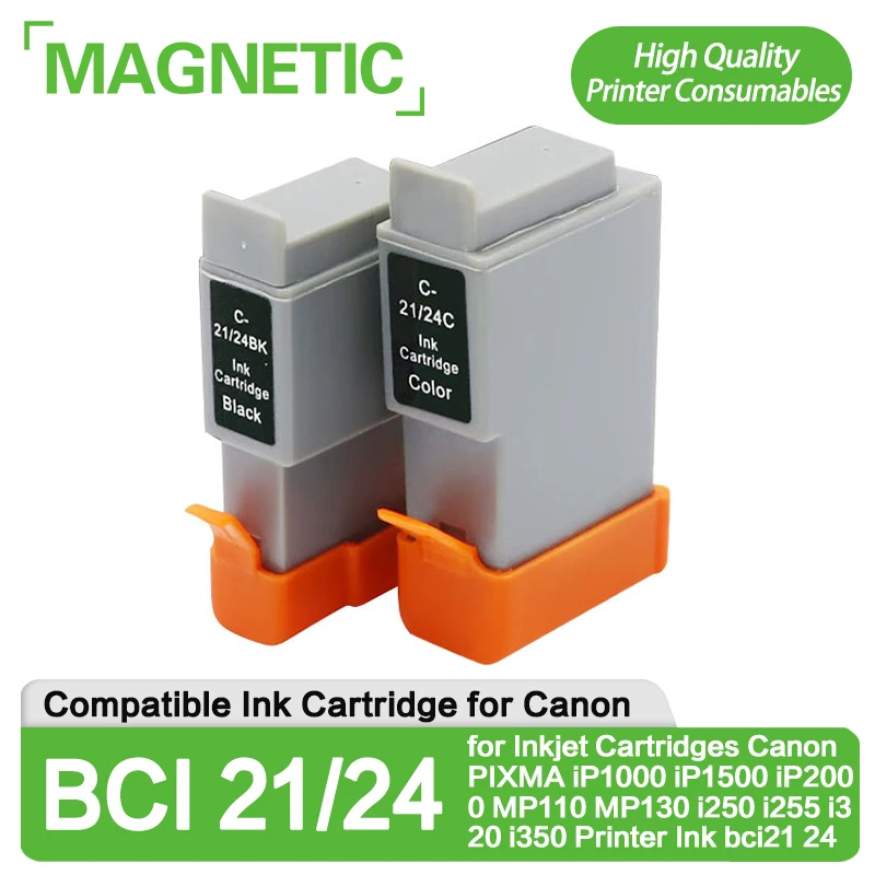 BCI 21 24 Compatible for Inkjet Cartridges Canon PIXMA iP1000 iP1500 iP2000 MP110 MP130 i250 i255 i320 i350 Printer Ink bci21 24