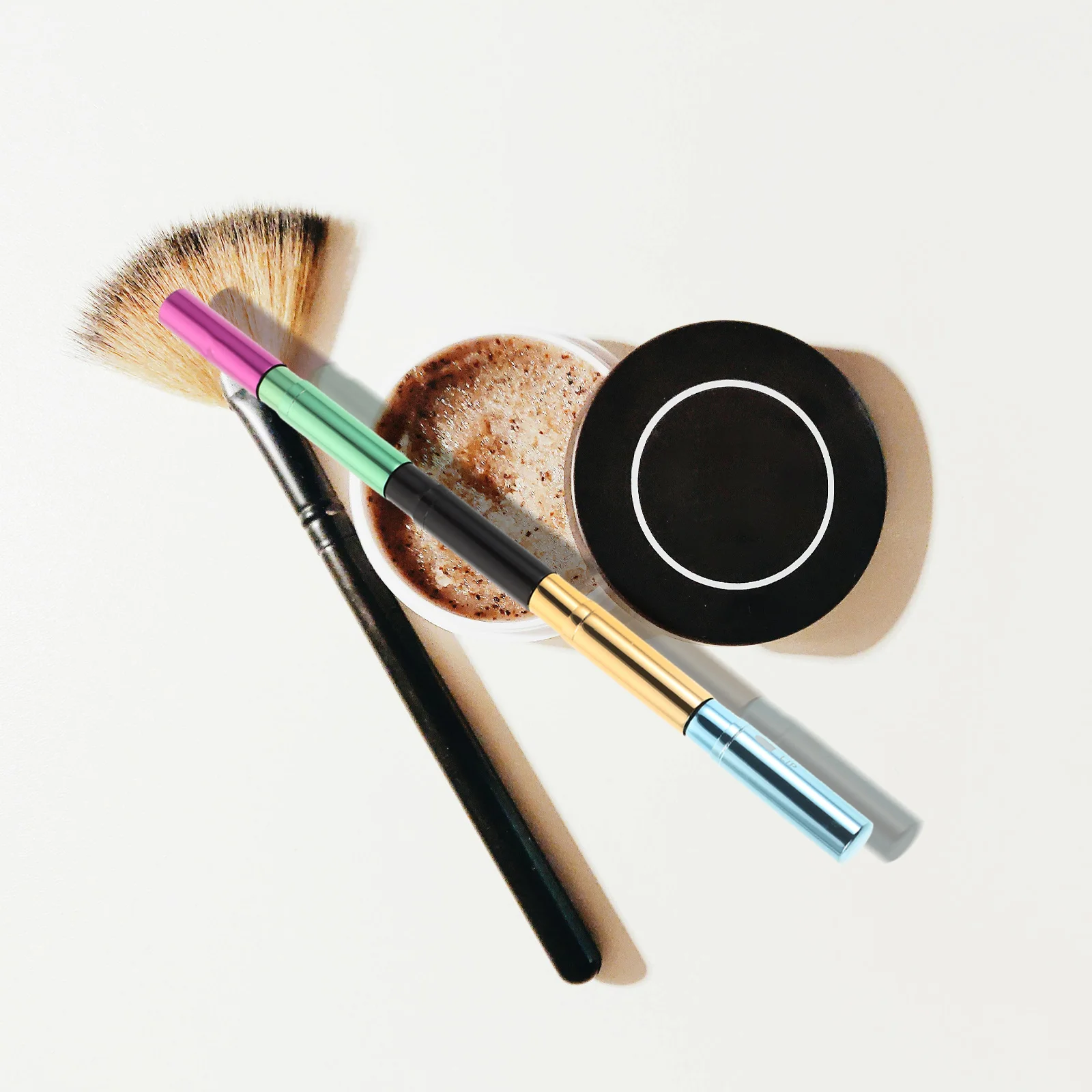 1Set Multifunctional 4in1 Makeup Brush Set Eyebrow Lip Eyeshadow Portable Travel Kit Eyebrow Brush Applicator Travel Makeup Set