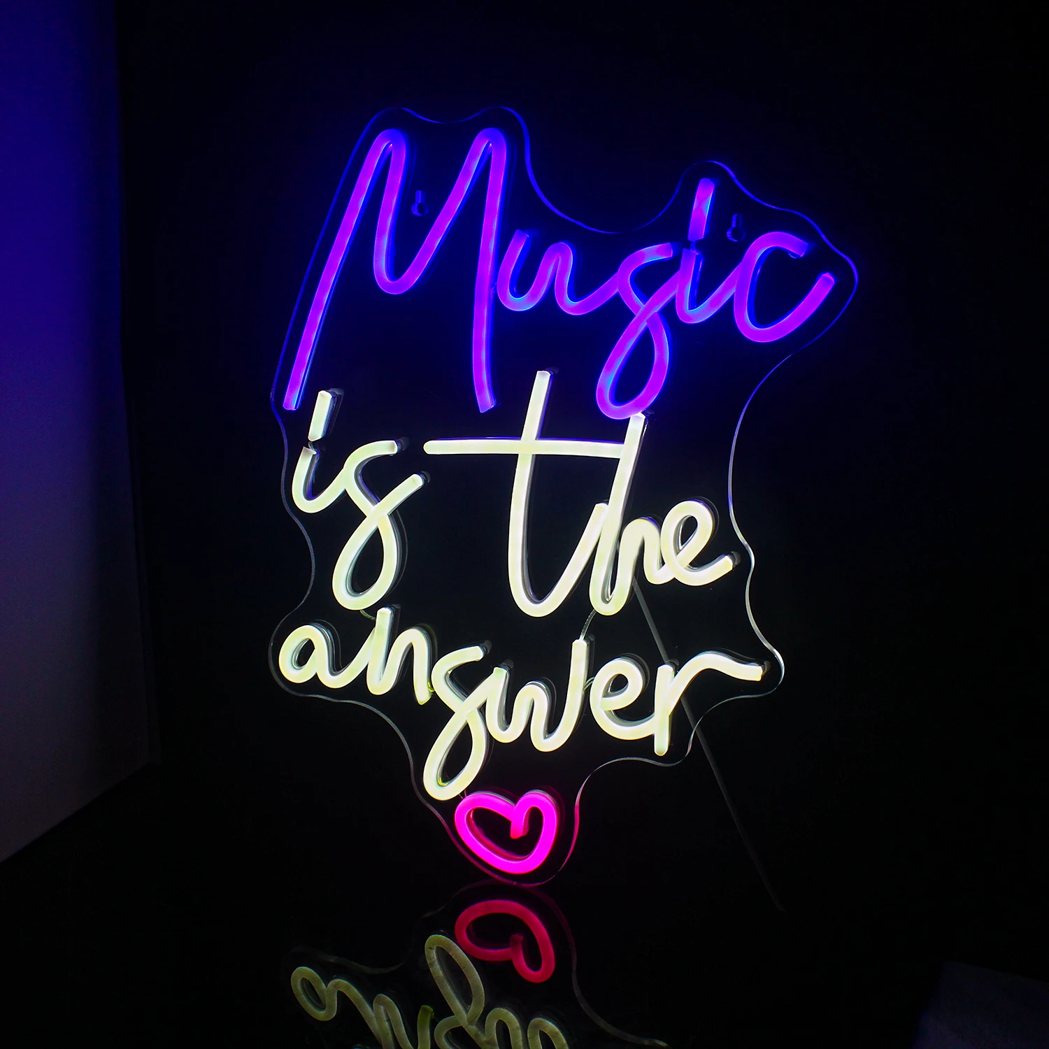 Musik-Neonschild „Music is the Answer“, Neonlicht, LED-Schilder, Live-Musik, Schlafzimmer, Zuhause, Disco, Bar, Studio, Musik, Party, Wanddekoration, Geschenk