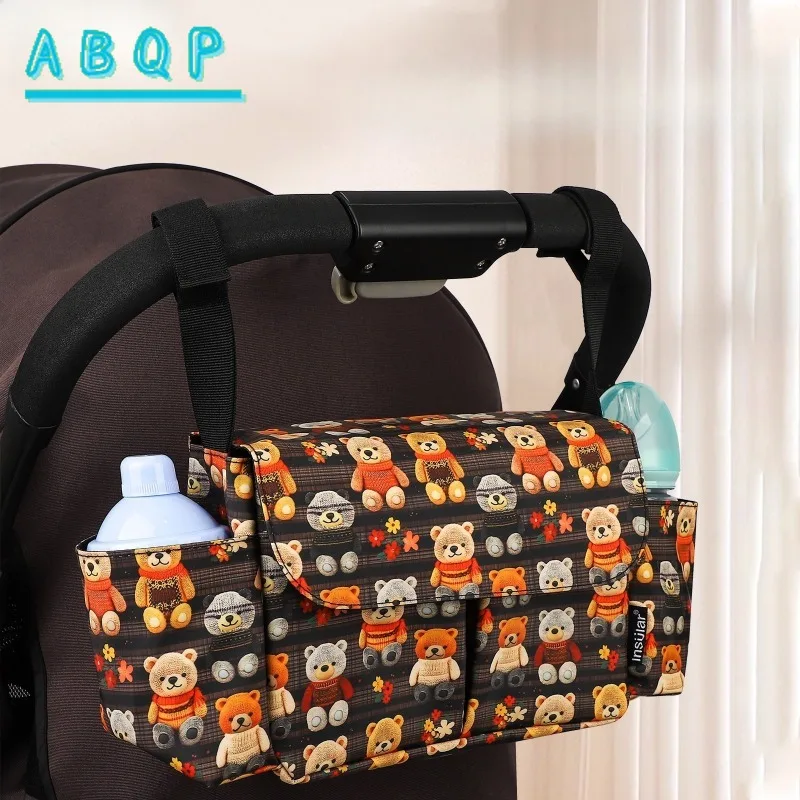 Baby Stroller Hanging Bag Large Capacity Cartoon Baby Stroller Storage Bag Waterproof Fashionable Outing Stroller Baby Bag