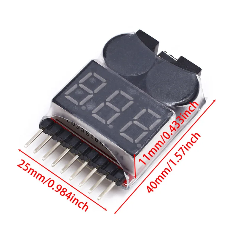 BX100 1-8S 2 en 1 medidor de voltaje de batería probador pantalla de potencia alarma baja zumbador Monitor comprobador para RC coche Drone avión pieza de juguete