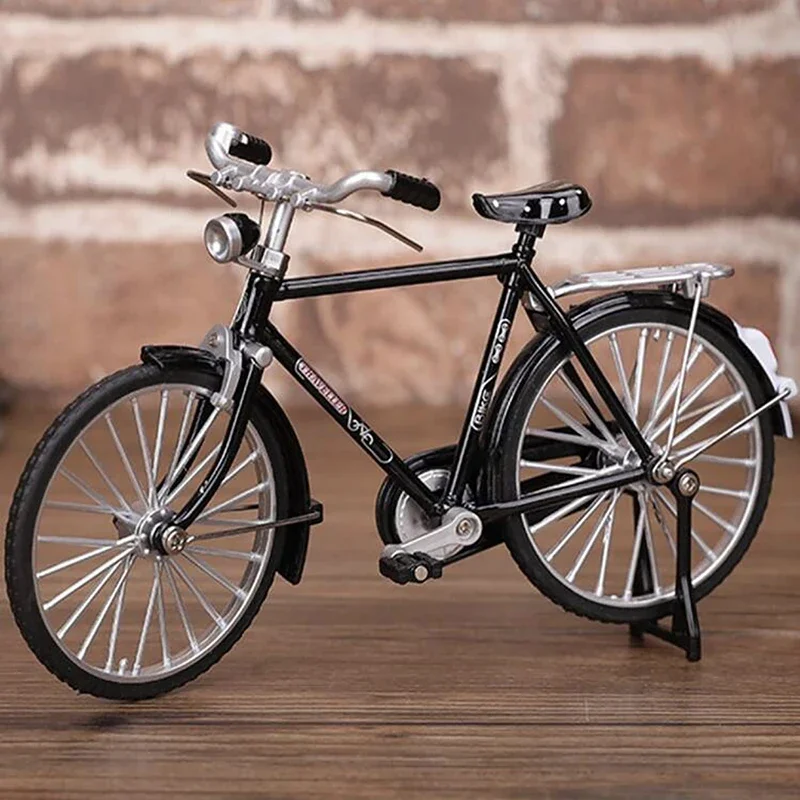 Vélo rétro en alliage moulé sous pression pour garçons, jouet en métal, modèle de décoration, vélo noir, collection de simulation, cadeaux, 1:10