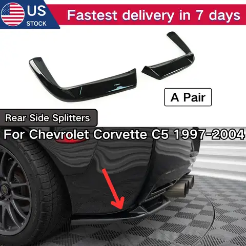 Una coppia di divisori laterali posteriori per Chevrolet Corvette C5 1997-2004 Paraurti posteriore Angolo Nero lucido Accessori auto Body Kit in plastica