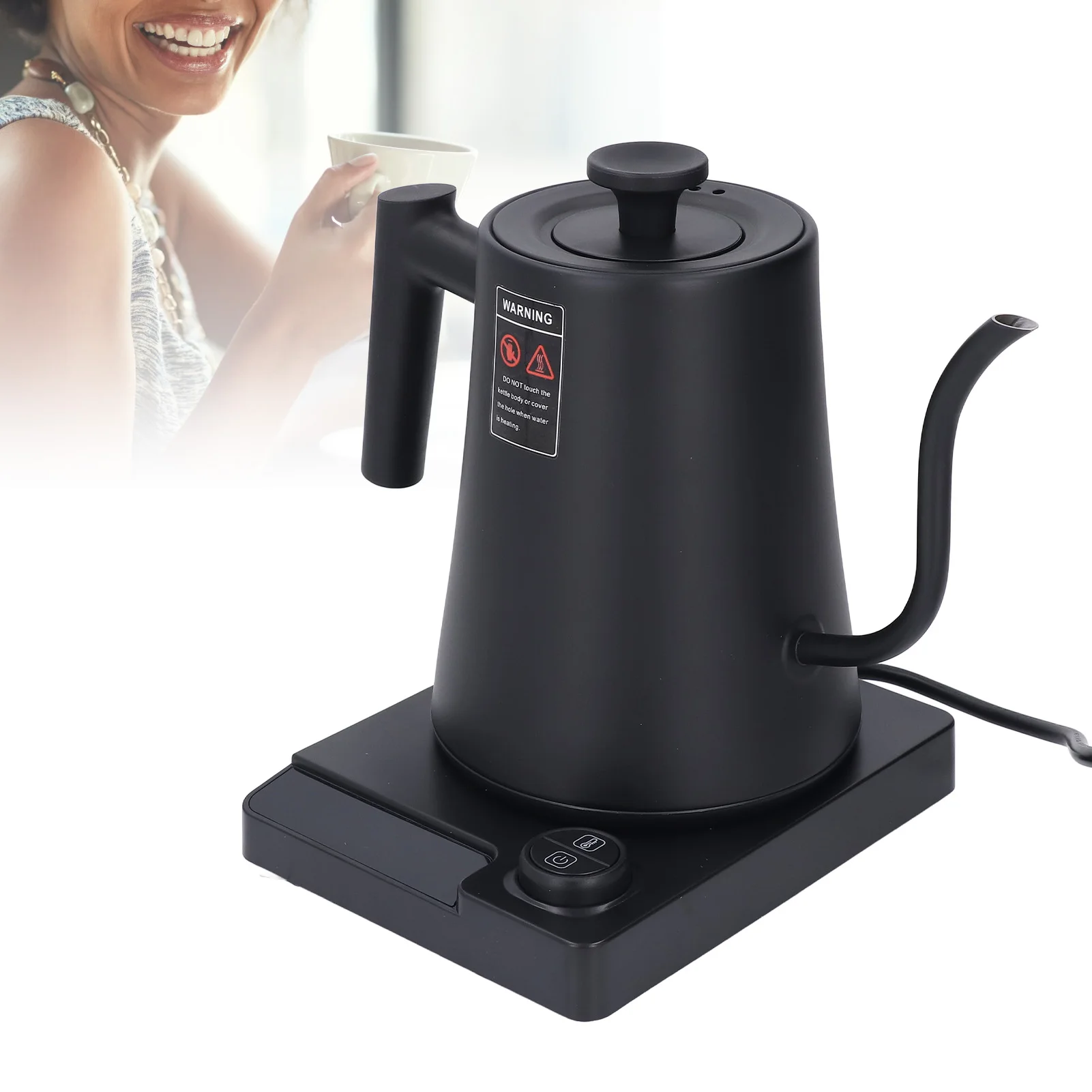 

Чайник из нержавеющей стали на гибкой стойке, 1200 Вт, мощный нагрев, точный контроль температуры, ЖК-дисплей, эргономичная ручка, идеально подходит