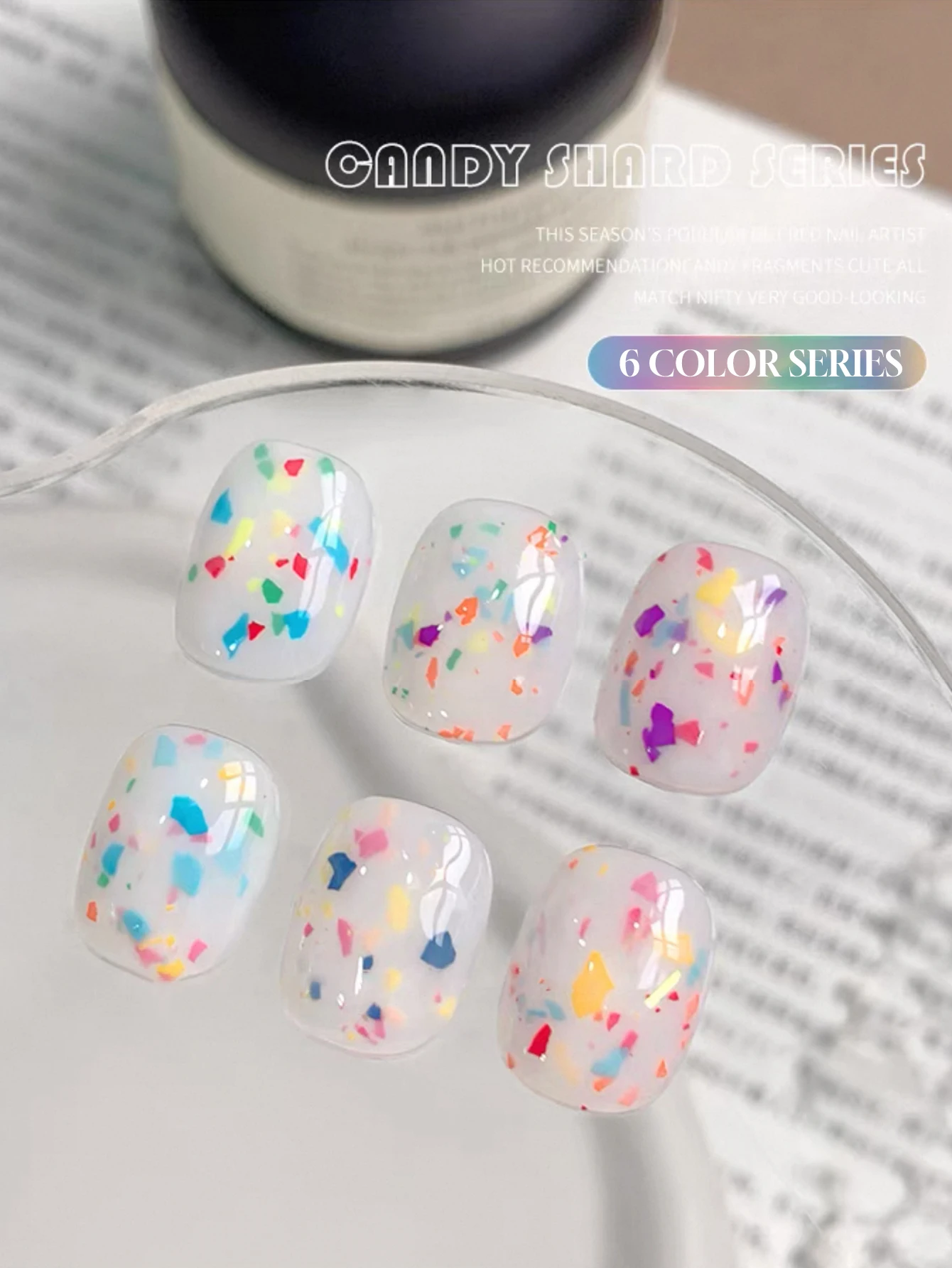 

1/6PCS2025 Новый набор для маникюрного салона Fantasy Candy Shard Gel Shell Стеклянная бумага Молочно-белый Красный Синий Зеленый Фиолетовый Розовый УФ-гель-лак для ногтей