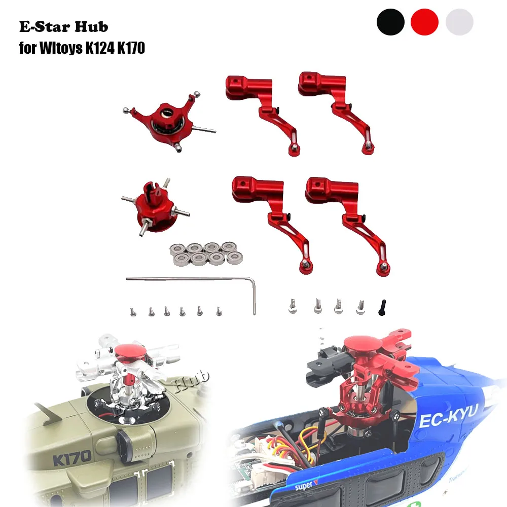 Metal Upgrade Conversion Swashplate Main Blades Grip Clamp Cross Rotor Head Parts for Wltoys K124 K170 RC Helicopter