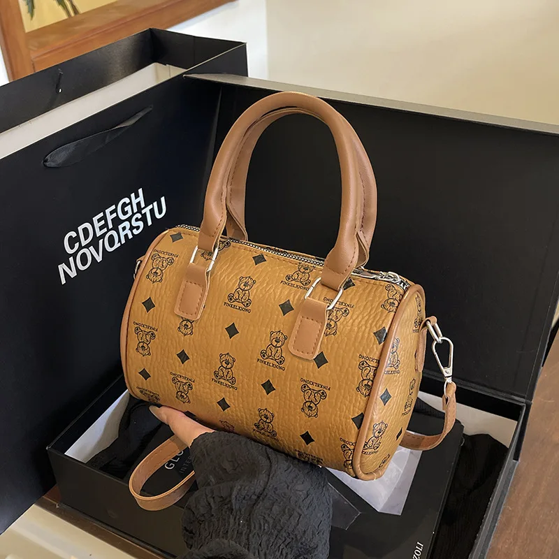 

2025 New Genuine Leather Vintage Cylinder Shoulder Bag for Women, Sophisticated Top Handle Crossbody Purse, Chic & Versatile​