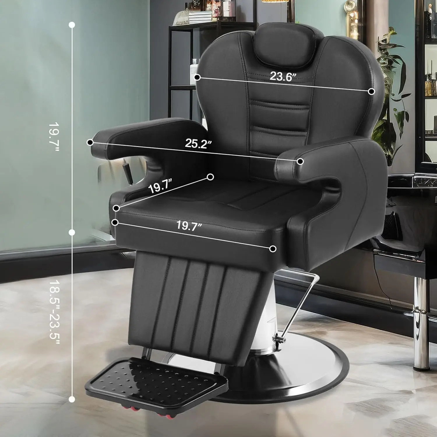 كرسي صالون لمصفف الشعر، كرسي حلاق دوار 360 درجة، كرسي حلاق بمضخة هيدروليكية شديدة التحمل، معدات تجميل للسبا